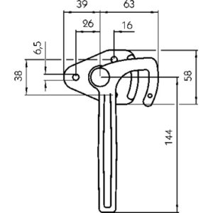 Dźwigniowy zamek kątowy, lewa, nitowanie