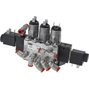 Zawór elektromagnetyczny, 5/2-drożny, Przyłącza ø 6 mm Push-In,Napięcie (V) 24, płaskie złącze wtykowe,