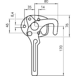 Dźwigniowy zamek kątowy, lewa, nitowanie