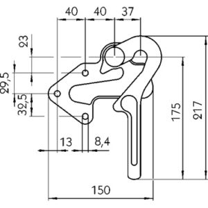 Zamek wahadłowy, lewa, nitowanie