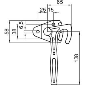 Dźwigniowy zamek kątowy, lewa, nitowanie