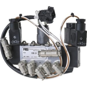 Zawór elektromagnetyczny, 5/2-drożny, Przyłącza ø 6 mm Push-In, płaskie złącze wtykowe